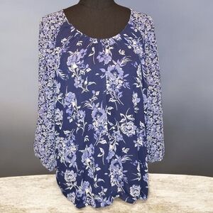 Croft & Barrow Blue Floral Blouse